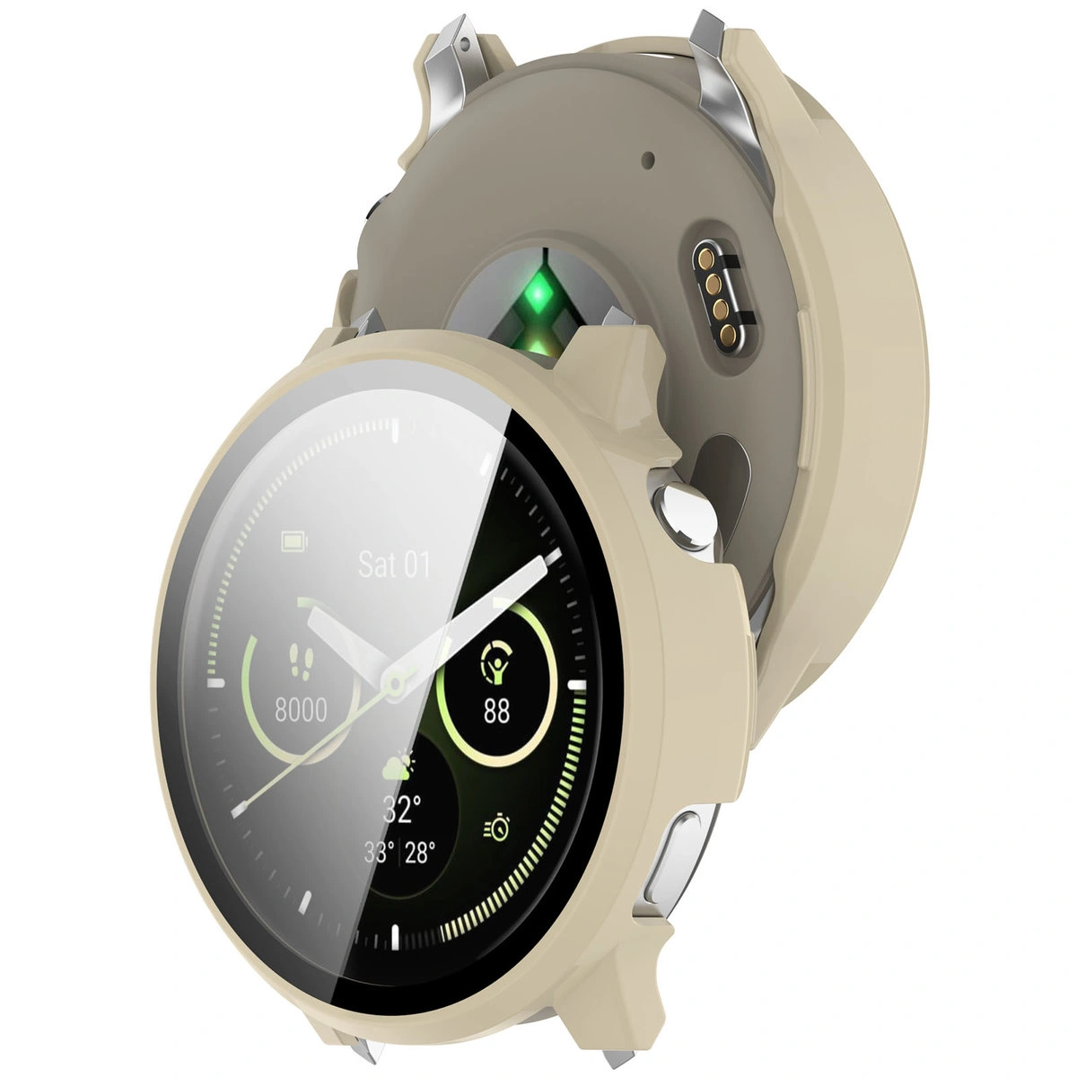 Etui z wbudowanym szkłem Bizon Case Watch Adamo do Garmin Venu 4 45 mm